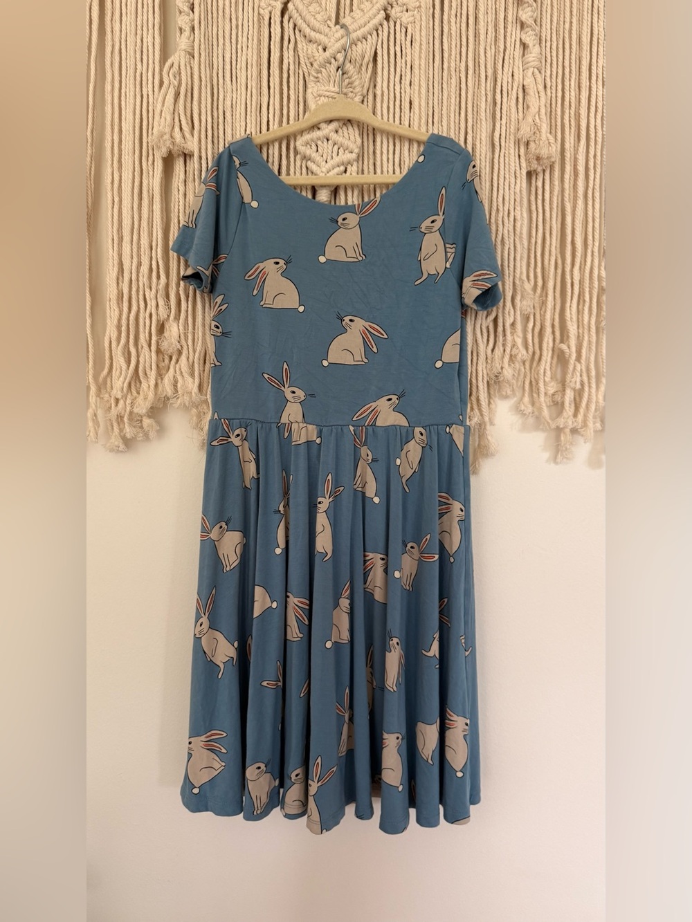 Tea Collection Blue Bunny Print Short Sleeve Dress